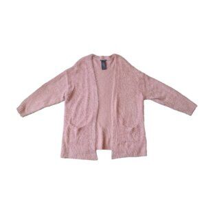 Chelsea & Theodore Pink Eyelash Knit Plus Size Open Front Cardigan Women's XXL